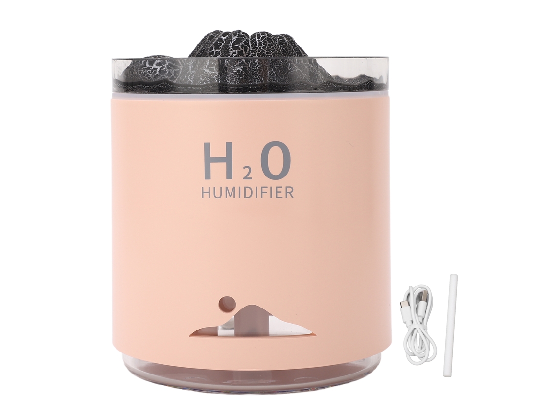 Difusor De Óleo Essencial Vulcão Com Luz Noturna Colorida E Grande Capacidade Rosa