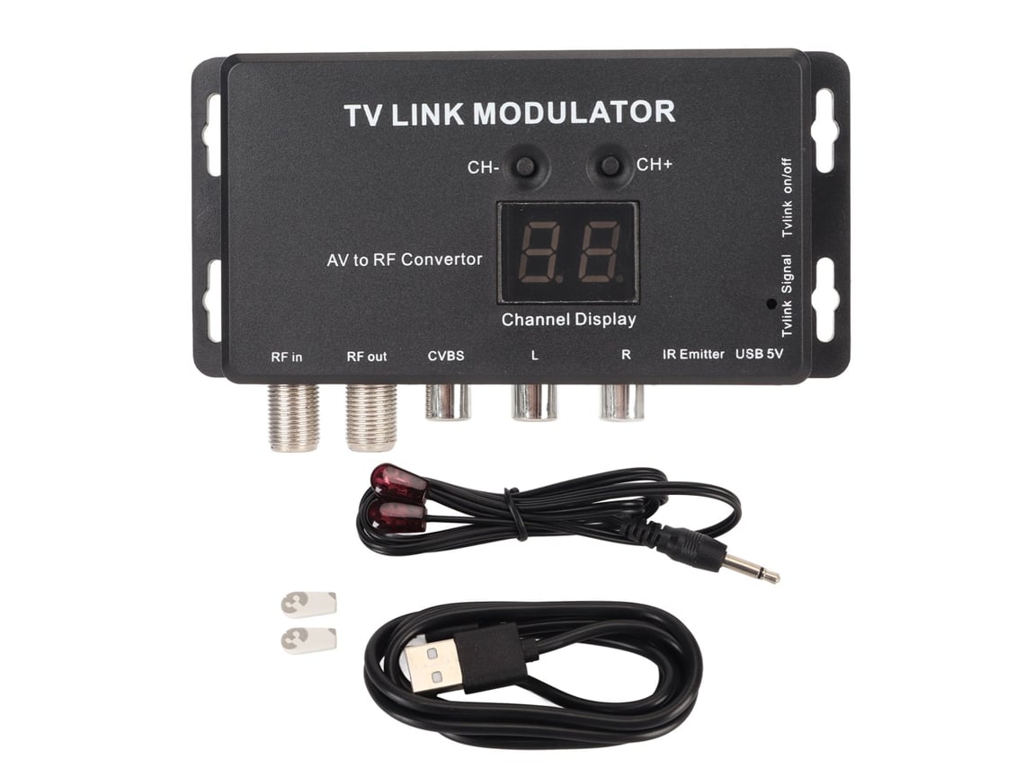 Modulador Tv Link Ajustável Pal/ntsc Conversor Av Para Rf Com Cabo De Carregamento Usb Para Fontes Av E Set Top Boxes