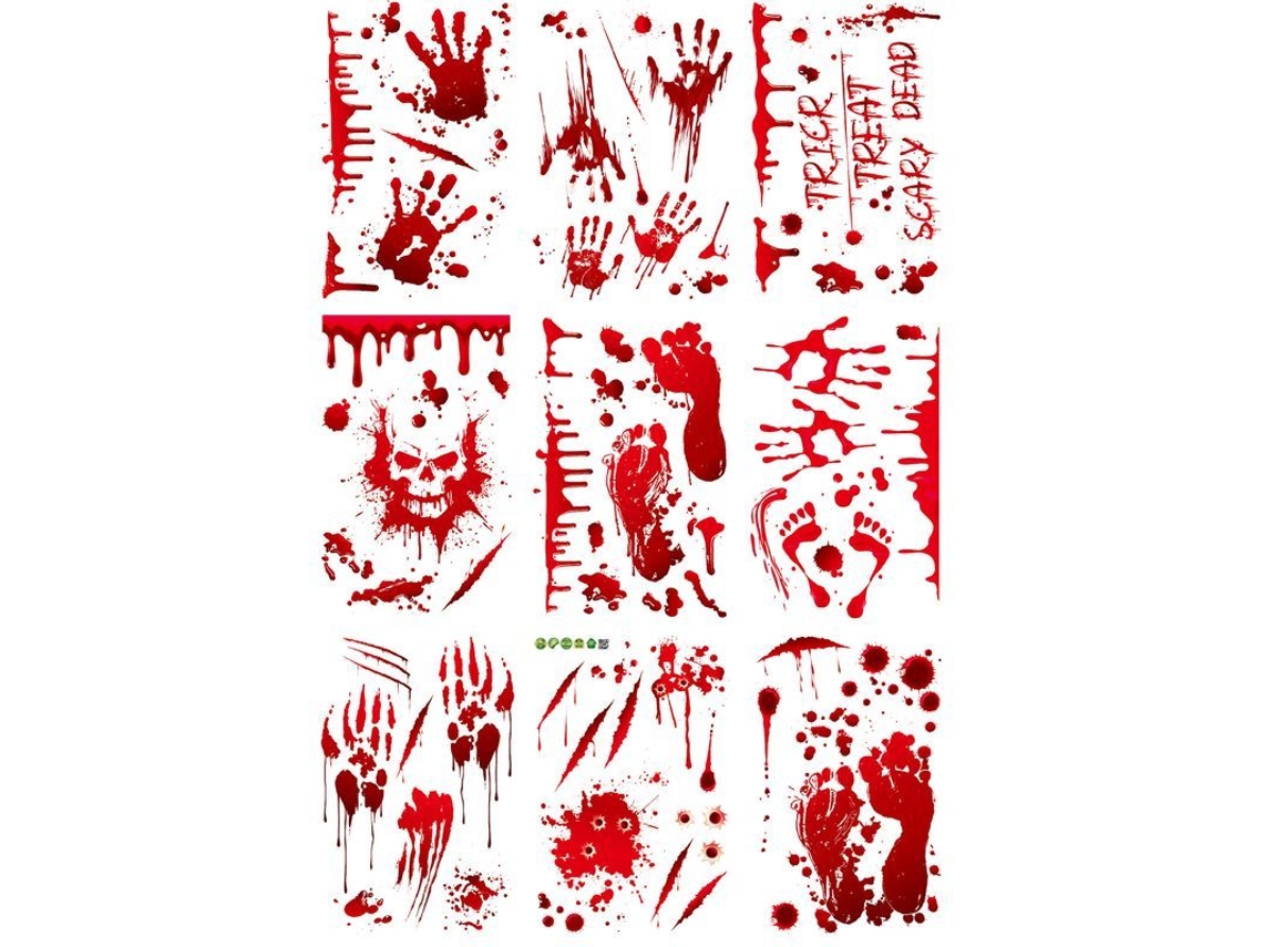 2026-stickers De Manchas De Sangre Y Huellas Para Decoración De Halloween Ventana Pared Cristal
