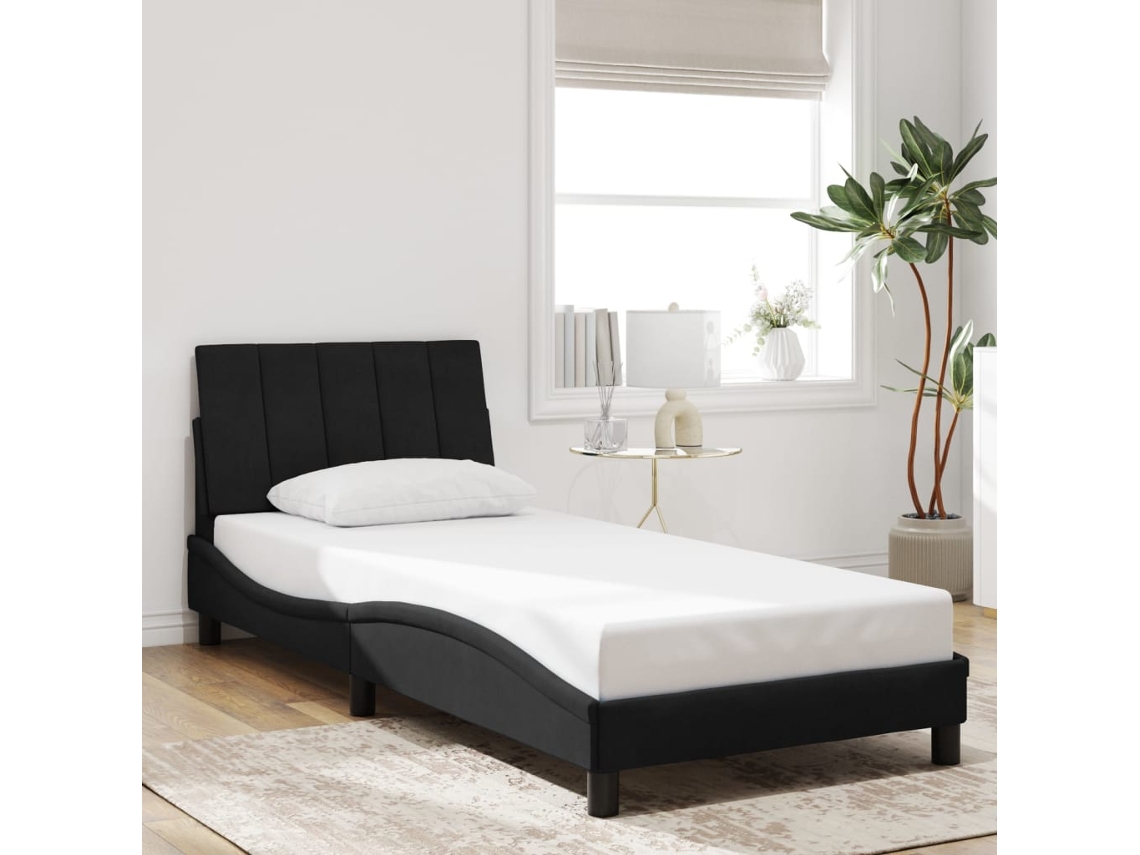 Estructura De Cama Sin Colchón Terciopelo Negro 90x200 Cm