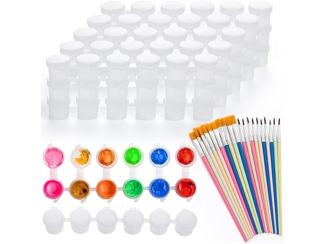 60 Botes De Pintura Con Tapa Y 20 Pinceles, 0,3 Oz, Envases Vacíos