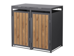 Cobertizo Ml-design Para 2 Cubos De Basura 240l Acero Antracita-roble Claro, Tapa Abatible