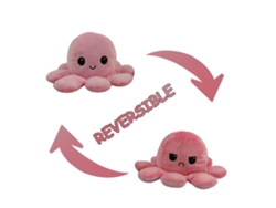 Peluche de pulpo reversible de doble cara, rosa intenso y rosa claro