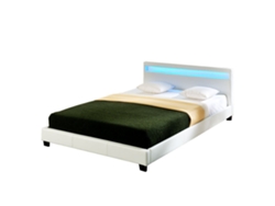 Cama de matrimonio CORIUM (210 x 189 x 78 cm - Piel sintética - Blanco)