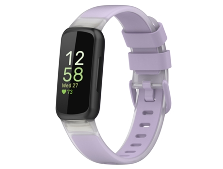 Correa de reloj inteligente para Fitbit Inspire 3 Silicona transparente bicolor (púrpura)