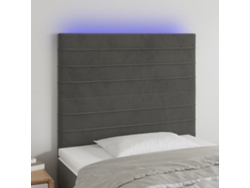 Cabecero Con Luces Led Terciopelo Gris Oscuro 90x5x118/128 Cm
