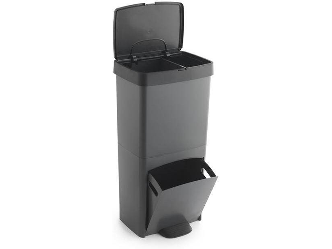Cubo de Basura OZAIA Vanern (Gris Antracita - Plástico y Vinilo - 39x33.2x77 cm)