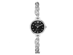Reloj De Pulsera De Cuarzo Informal Para Mujer Con Correa De Aleación Negra Y Plateada.