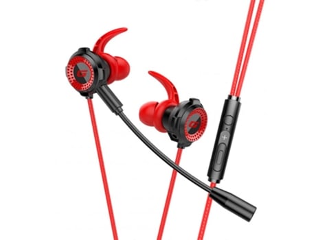 Auriculares Juegos con micrófono enchufable Estéreo de 3,5 mm portátil en la oreja para iPhone Huawei Samsung Xiaomi Rojo