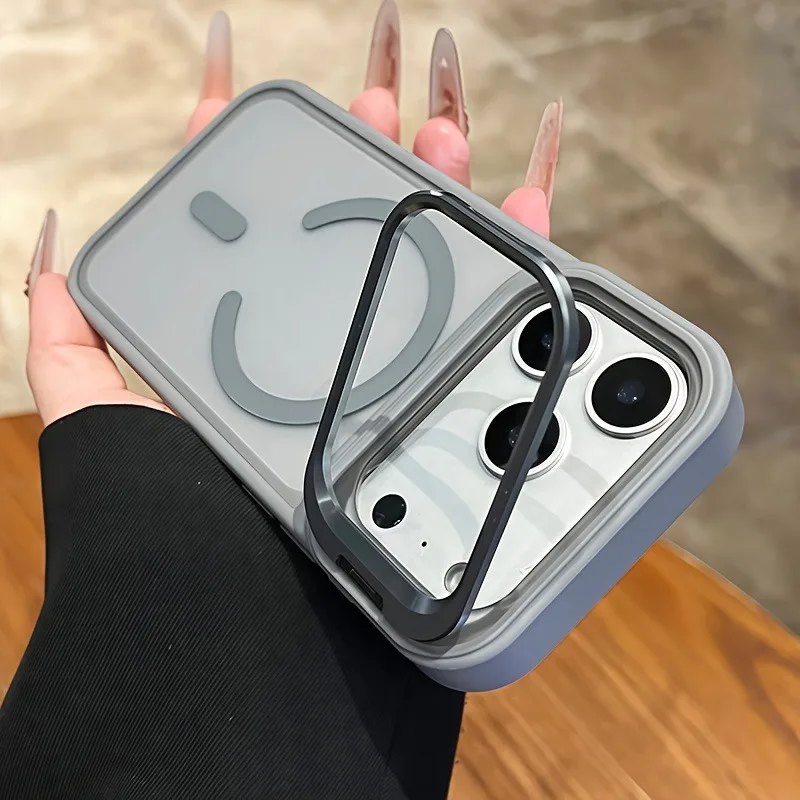 (iphone 17 Pro Max Gris) Funda Magnética Semitransparente De Lujo Para Iphone, Compatible Con Fijación Magnética.