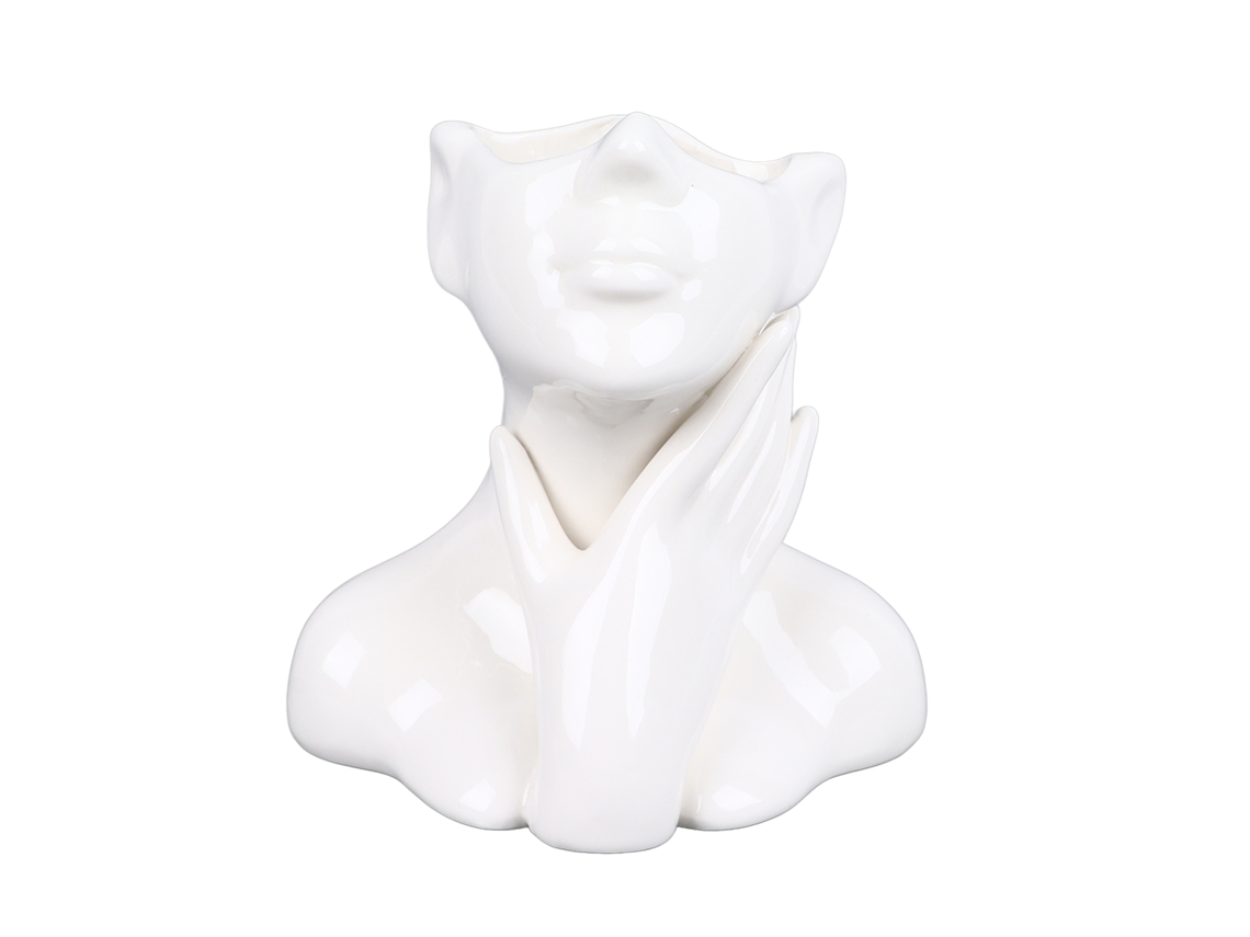 Jarrón de cerámica Baok con rostro femenino, de elegante estilo nórdico, ideal para la decoración de salas de estar, jardines y arreglos florales.