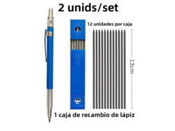Juego de portaminas de 2 mm, 2B, grafito azul/marrón, ideal para estudiantes. Mdug (2 unidades, azul)