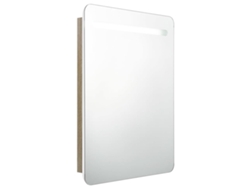 Maison Exclusive - Armario De Baño Con Espejo Y Led Blanco Y Roble 60x11x80 Cm