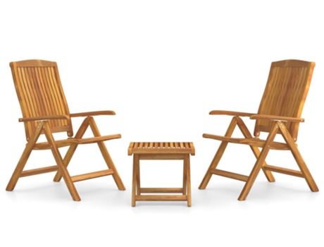 Conjunto 3 de muebles de jardín VIDAXL madera maciza de teca
