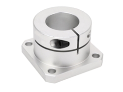 Rodamiento de movimiento lineal con soporte de eje de 40 mm, bloque deslizante y montaje de brida compacto.