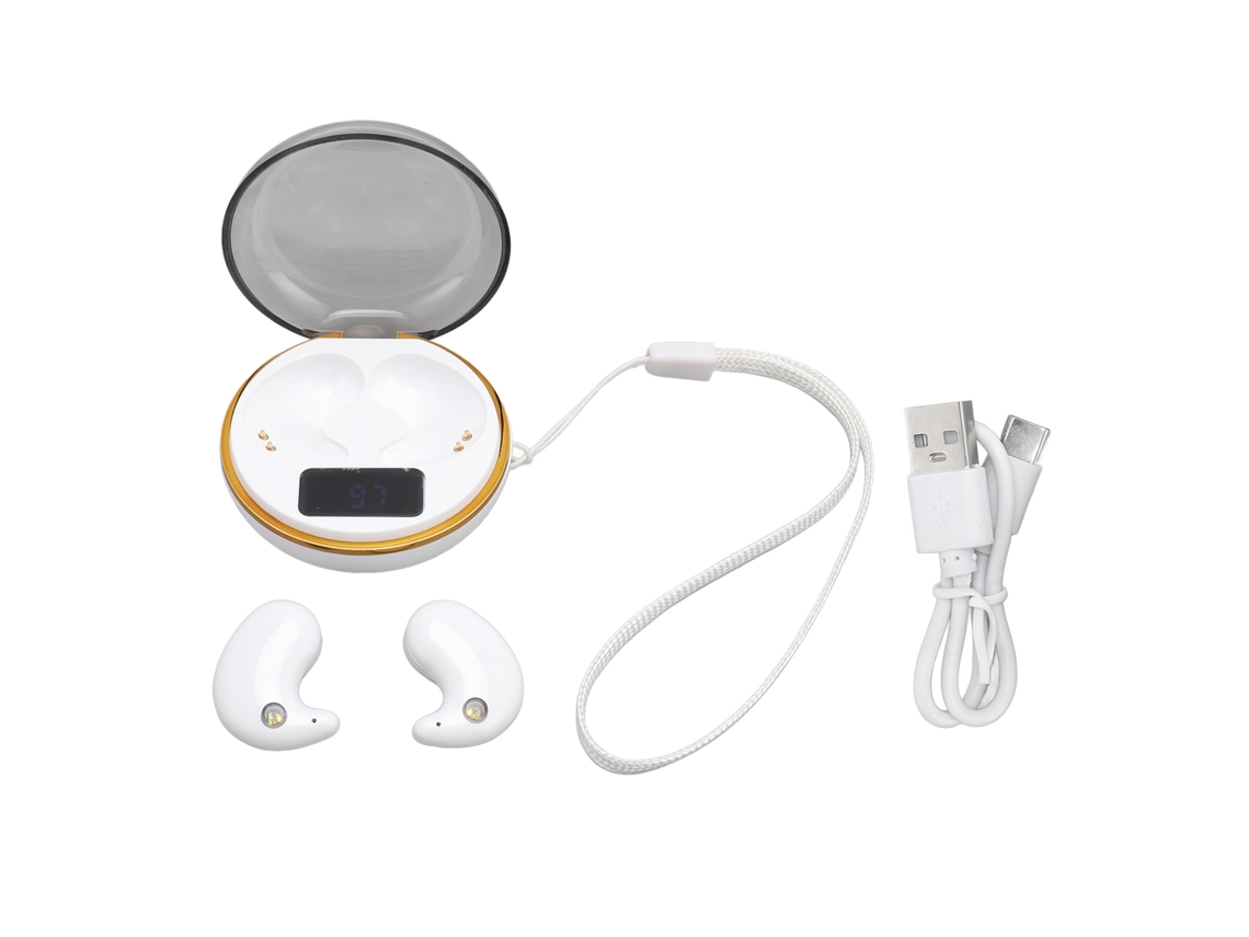 Auriculares Bluetooth 5.3 Invisibles Para Dormir Con Controles Tácticos Y Estuche De Carga - Blanco