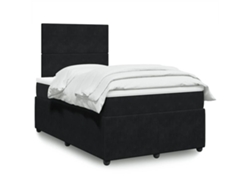 Cama Box Spring Con Colchón Terciopelo Negro 120x190 Cm