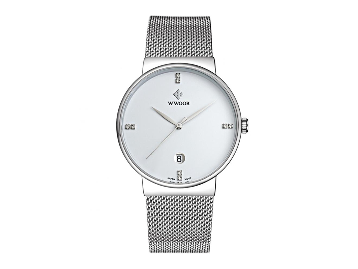 Reloj De Pulsera Masculino De Acero Inoxidable Estilo Fashion Resistente Al Agua (dial Blanco)