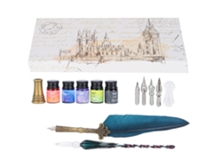 Pluma De Caligrafía Con Plumilla Y Estuche De Regalo De Cristal Con Tinta Y Puntas Sp118033 Azul Marino