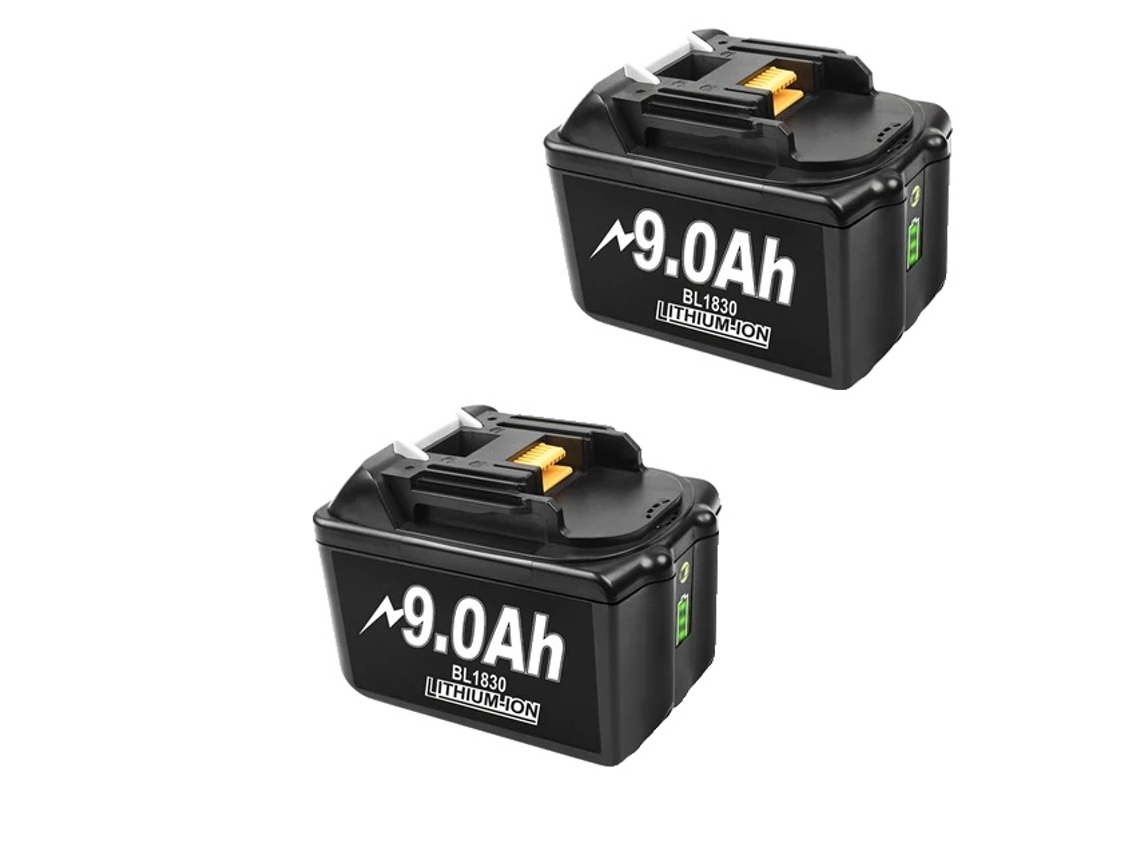Batería Makita de 18 V, capacidad de 6 Ah, compatible con taladros inalámbricos Lxt, 2 baterías OEM de 9 Ah