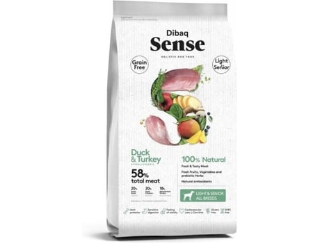 Pienso para Perros DIBAQ SENSE GRAIN FREE (12 Kg - Seco - Sénior - Sabor: Pato, Pollo y Pavo)