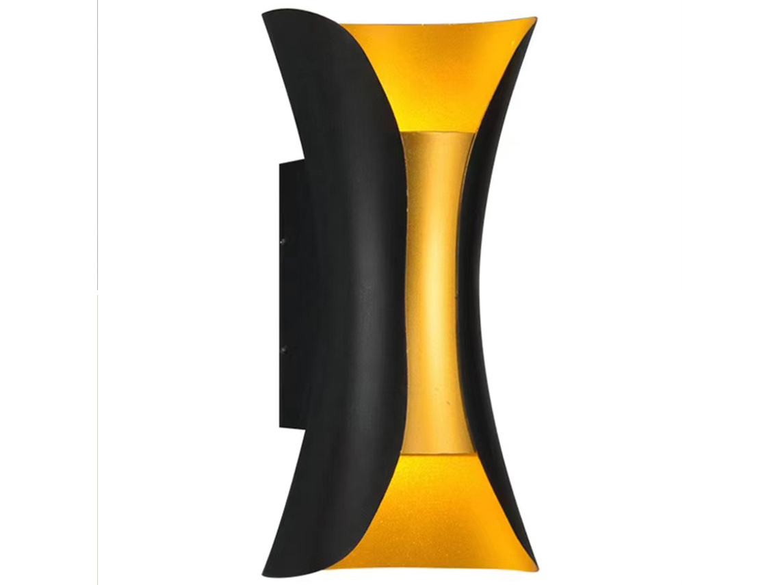 Aplique de pared LED con iluminación vertical y horizontal, moderno, diseño minimalista, carcasa resistente para uso en interiores y exteriores.
