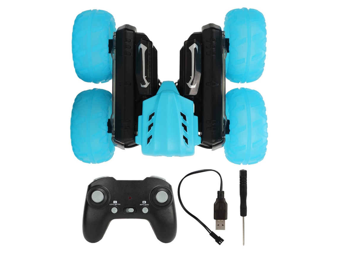 2026yncm--coche De Stunt Rc De Doble Cara 2.4g Con Volteretas 360 Grados, Luz Y Sonido, Recargable, Azul, Batería Sola