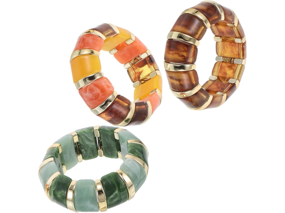 Pulseras Elásticas Geométricas Gruesas De Acrílico Estilo Bohemio Vintage Para Mujer.