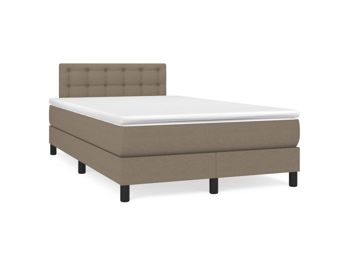 Cama Box Spring Con Colchón Tela Gris Taupe 120x190 Cm