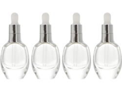 Lot De 4 Flacons En Verre 30 Ml Transparents Compte, Gouttes Argenté
