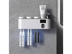 Esterilizador de cepillos de dientes inteligente UV de pared con soporte para vasos Nostalgia88