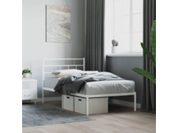 Estructura Cama Sin Colchón Con Cabecero Metal Blanco 80x200 Cm