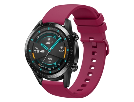 Correa de reloj inteligente para Huawei GT2 46 mm 22 mm Correa de reloj de silicona suave de color sólido (rojo vino)