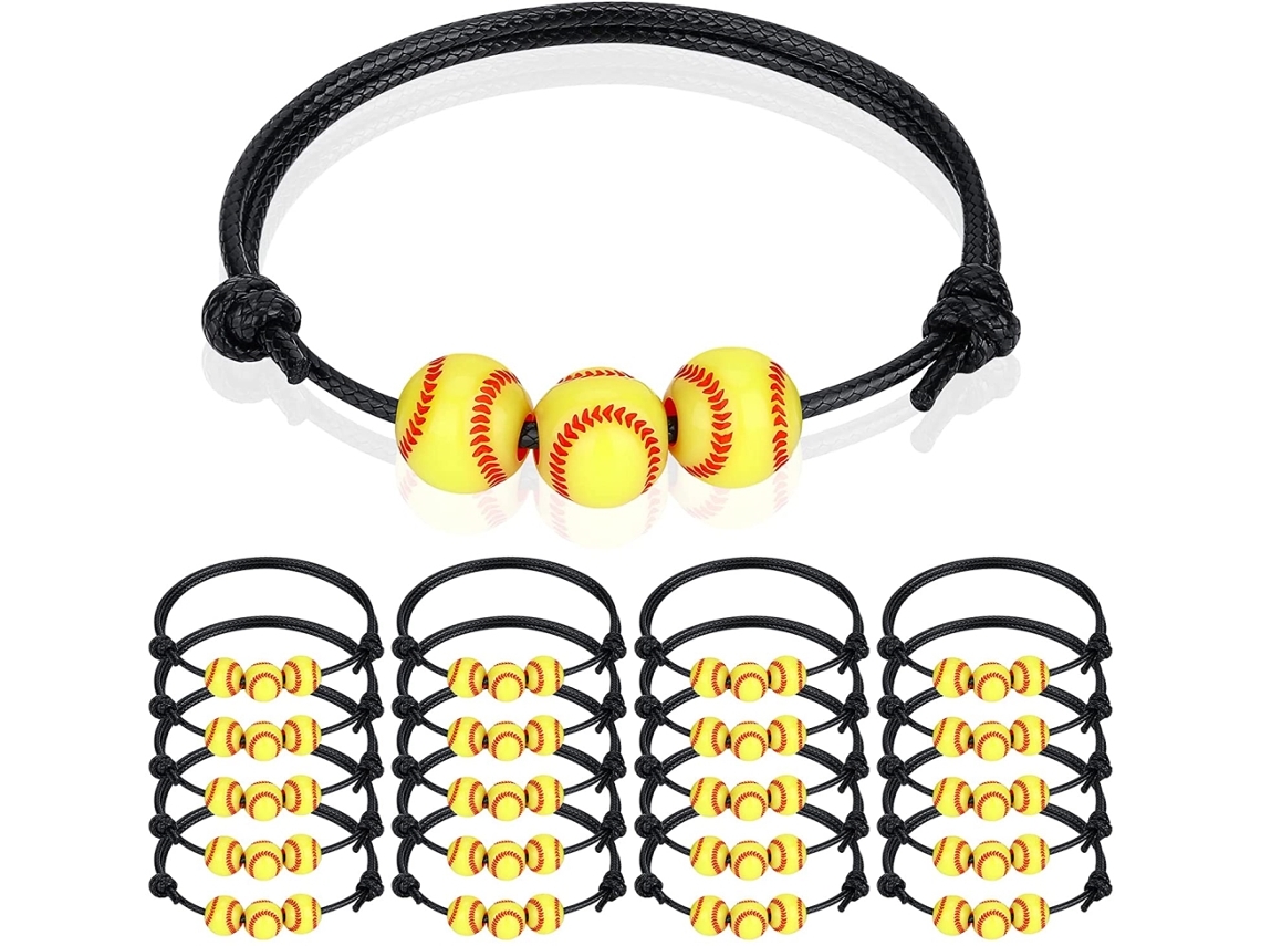 20 pulseras de balón deportivo, pulseras de cordón encerado ajustables, regalos para niños y niñas