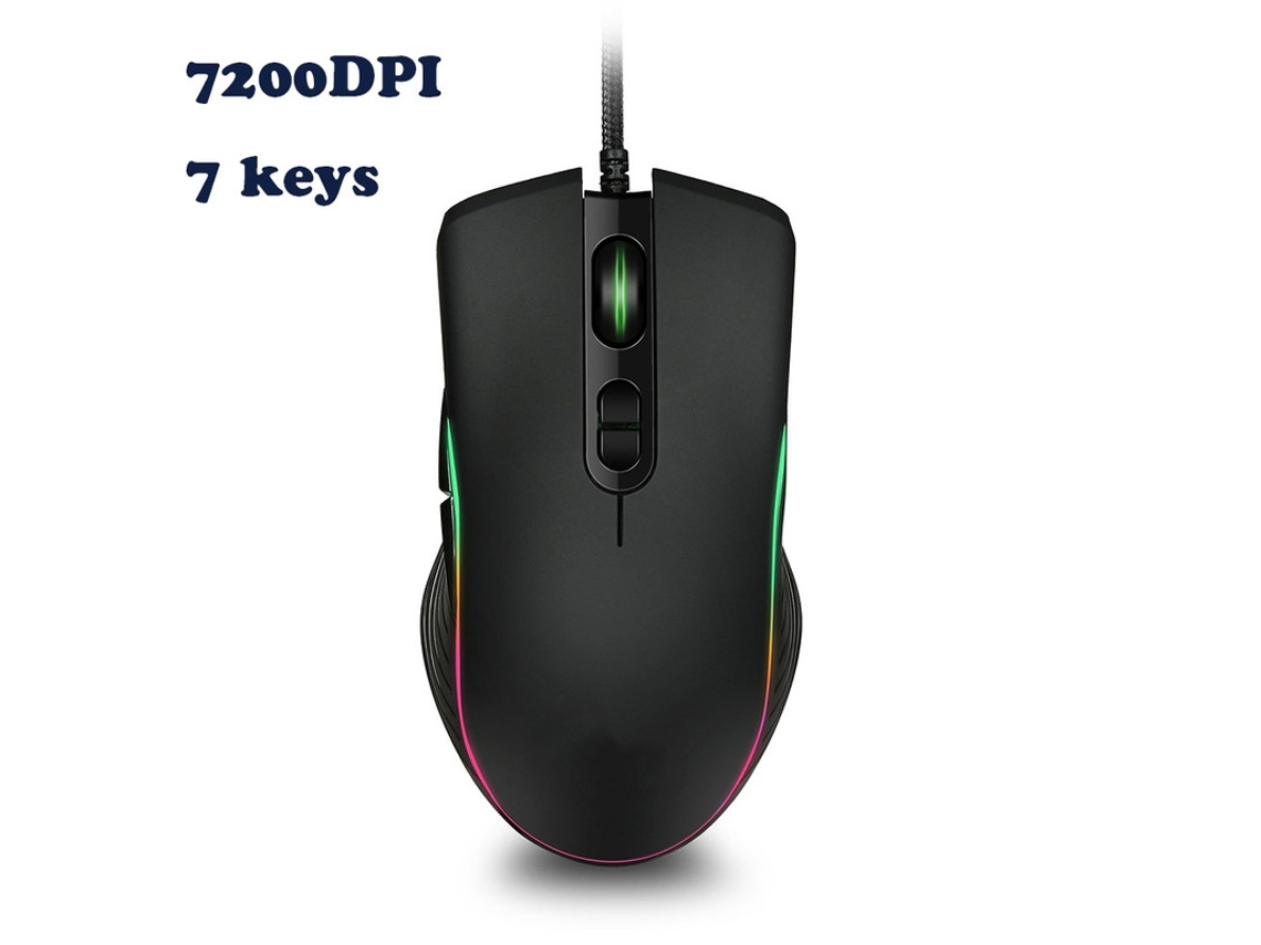 YIZHOOD GM06 RGB LED ratón con Cable USB 2000 DPI 4 botones Cable ordenador Gamer para PC portátil ratón óptico negro