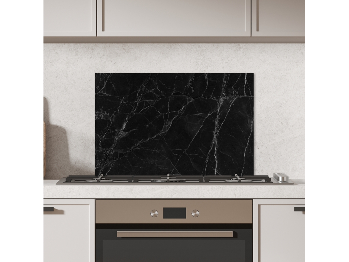 Panel Antisalpicaduras Cocina Negro - Mármol 70x50 Cm