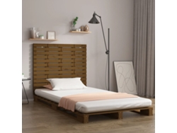 Cabecero Cama Pared Madera Maciza Pino Marrón Miel 81x3x91,5 Cm