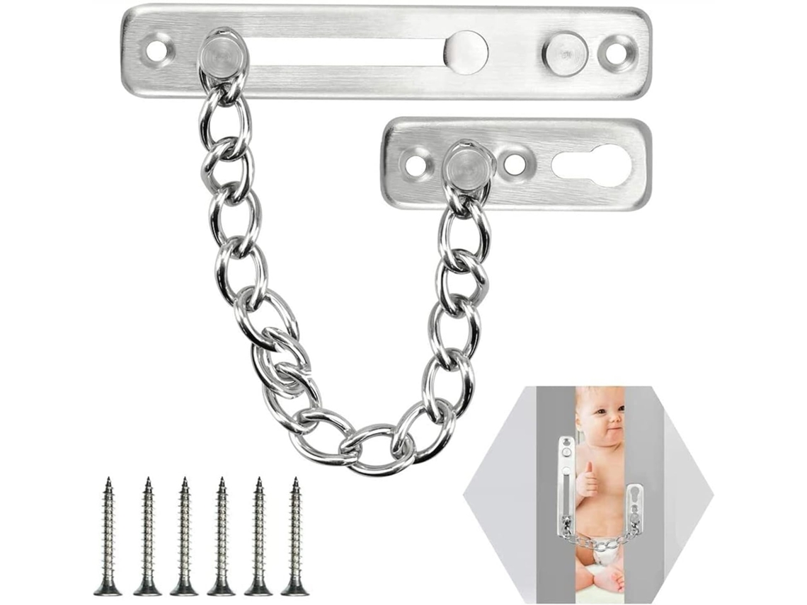 Cadena De Seguridad Acero Inoxidable Para Puertas Domésticas Antibloqueo Cerradura Puerta (plateada)
