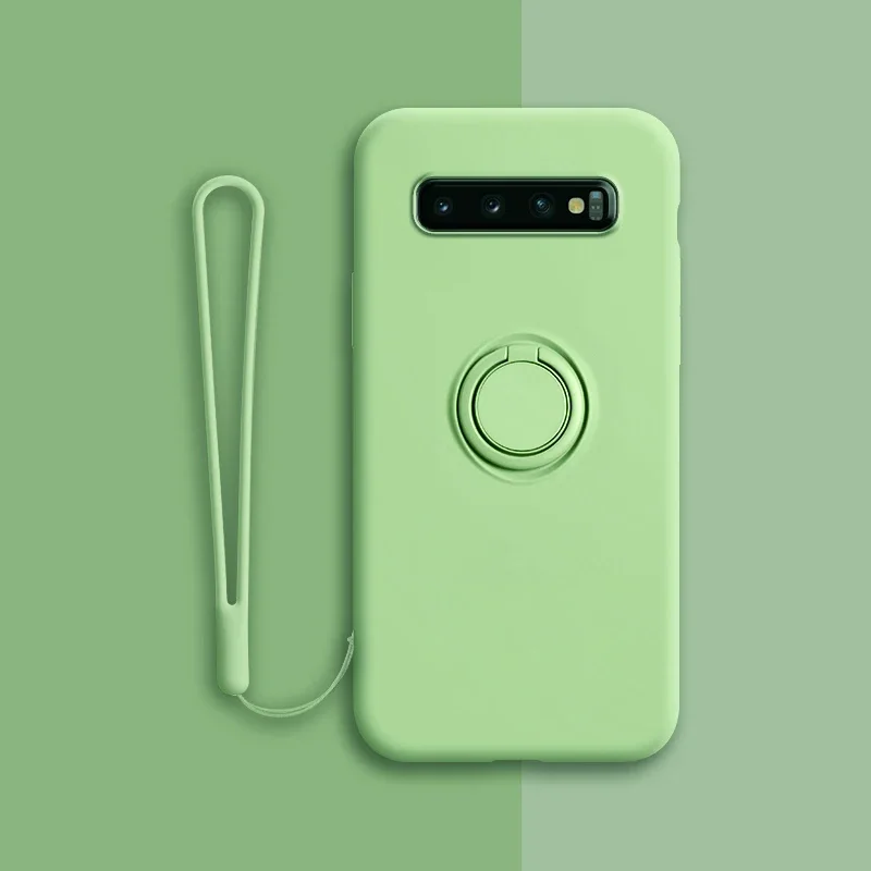 (samsung S9, Verde) Funda Protectora De Silicona Suave Para Teléfonos Samsung Con Soporte De Anillo.