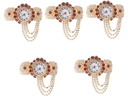 Conjunto 5 Relojes Pulsera Mujer Analógicos Cuarzo Negocios Delicado Reloj Chapado Regalo Ideal Aleación Dama
