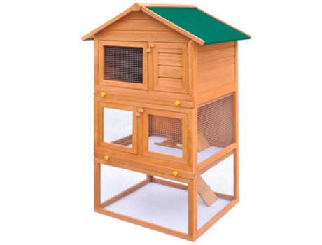 vidaXL Casa de animales pequeños jaula conejera 3 niveles madera