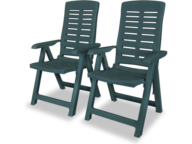 Conjunto 2 Silla Jardin VIDAXL Verde Plástico