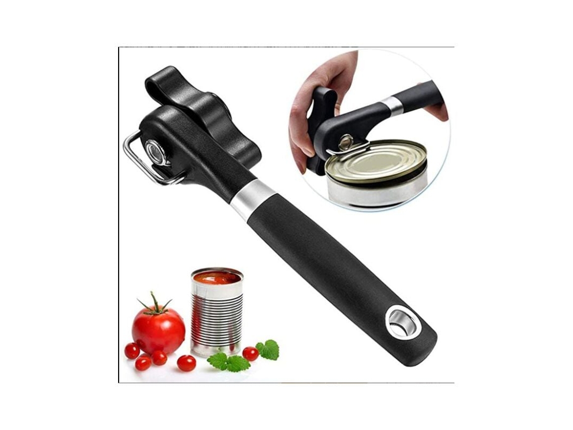 Abrelatas manual con borde liso, abrelatas con corte seguro para latas redondas y ovaladas, material de alta calidad que garantiza durabilidad
