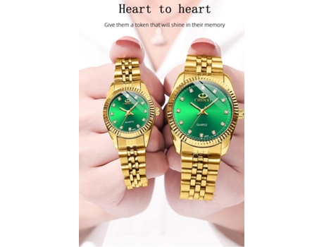 VEANXIN Relojes Reloj de pulsera romántico impermeable de acero inoxidable a juego-Oro blanco