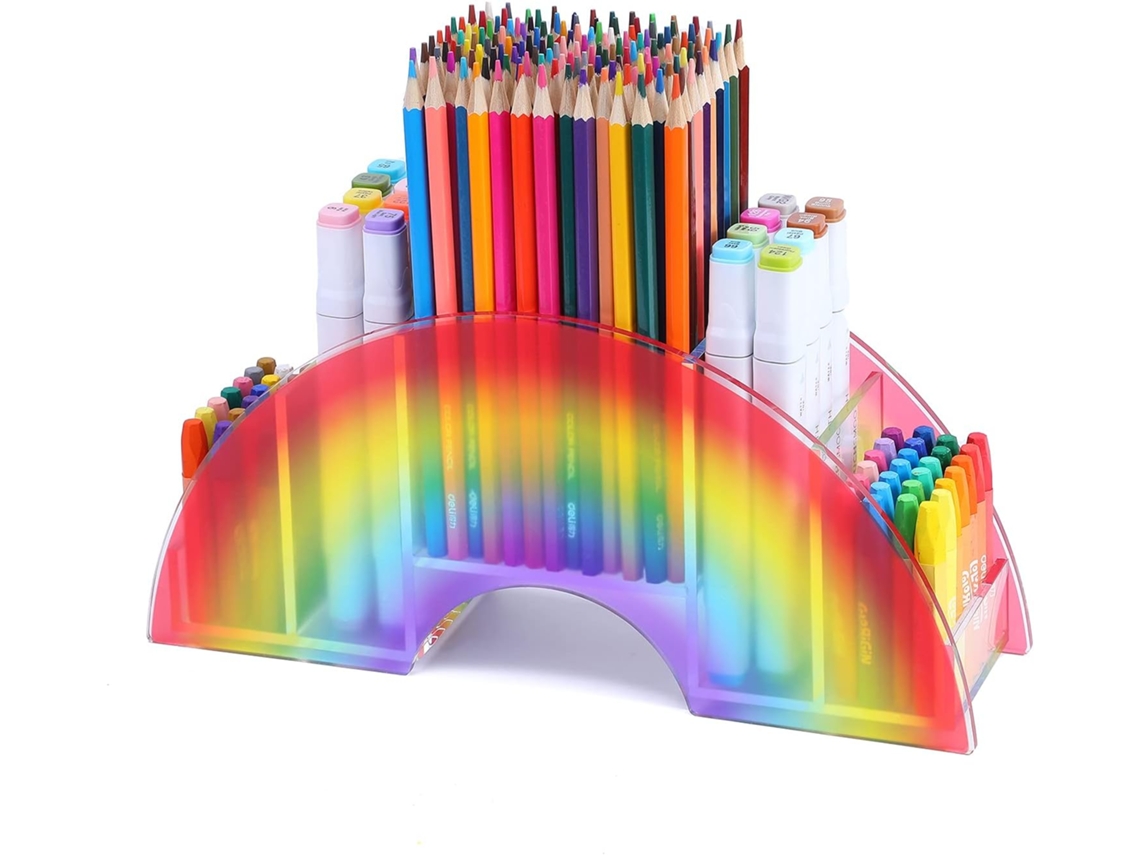 Portalápices Acrílico Para Escritorio Rainbow Supply Caddy Portalápices Lindo Para Niños, Organizador De Bolígrafos Multifuncional ZMDECQNA