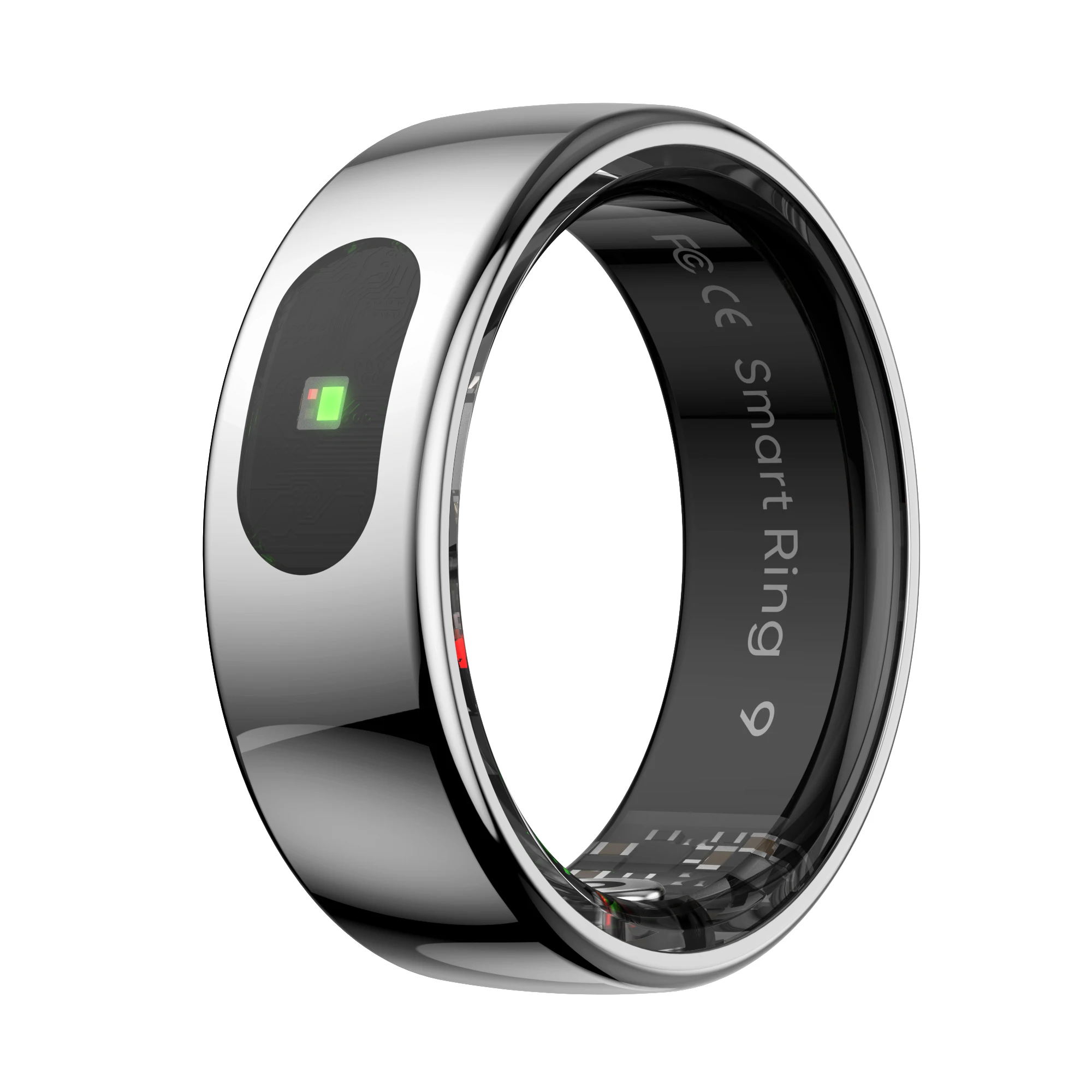 (Talla 10, Plata) Anillo inteligente con indicador luminoso táctil que mide la temperatura de la piel.