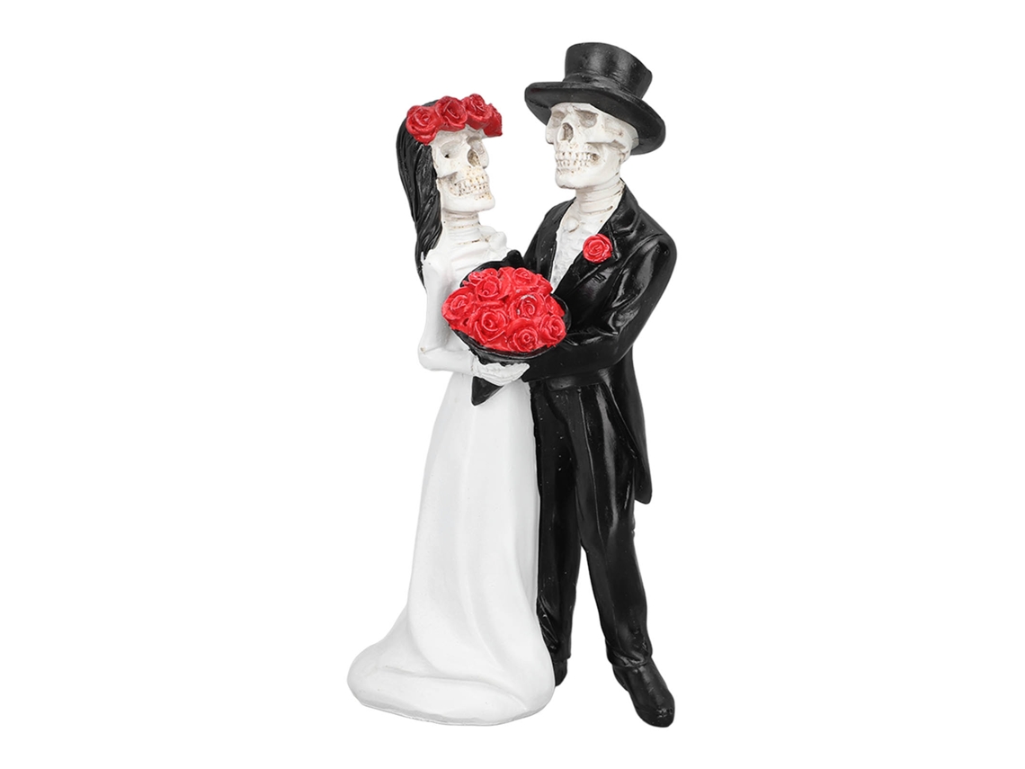 Estátua De Pareja De Esqueletos De Boda Bailando Halloween Novio Novia Gothic Decoración