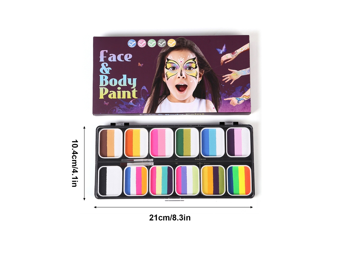 Kit Profesional De Pintura Facial Con Pinceles, Plantillas Y Pegatinas: Seguro E Hipoalergénico Para Festivales Y Cosplay.
