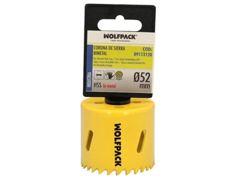 Corona Sierra Bimetal Ø 52 mm Templado Termico. Base Reforzada. Corona Madera. Broca Agujeros Madera. Acero. Hierro. Plasticos WOLFPACK LINEA PROFE...