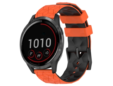 Correa de reloj inteligente para Garmin Vivoactive4 22 mm Patrón de fútbol de silicona bicolor (naranja + negro)